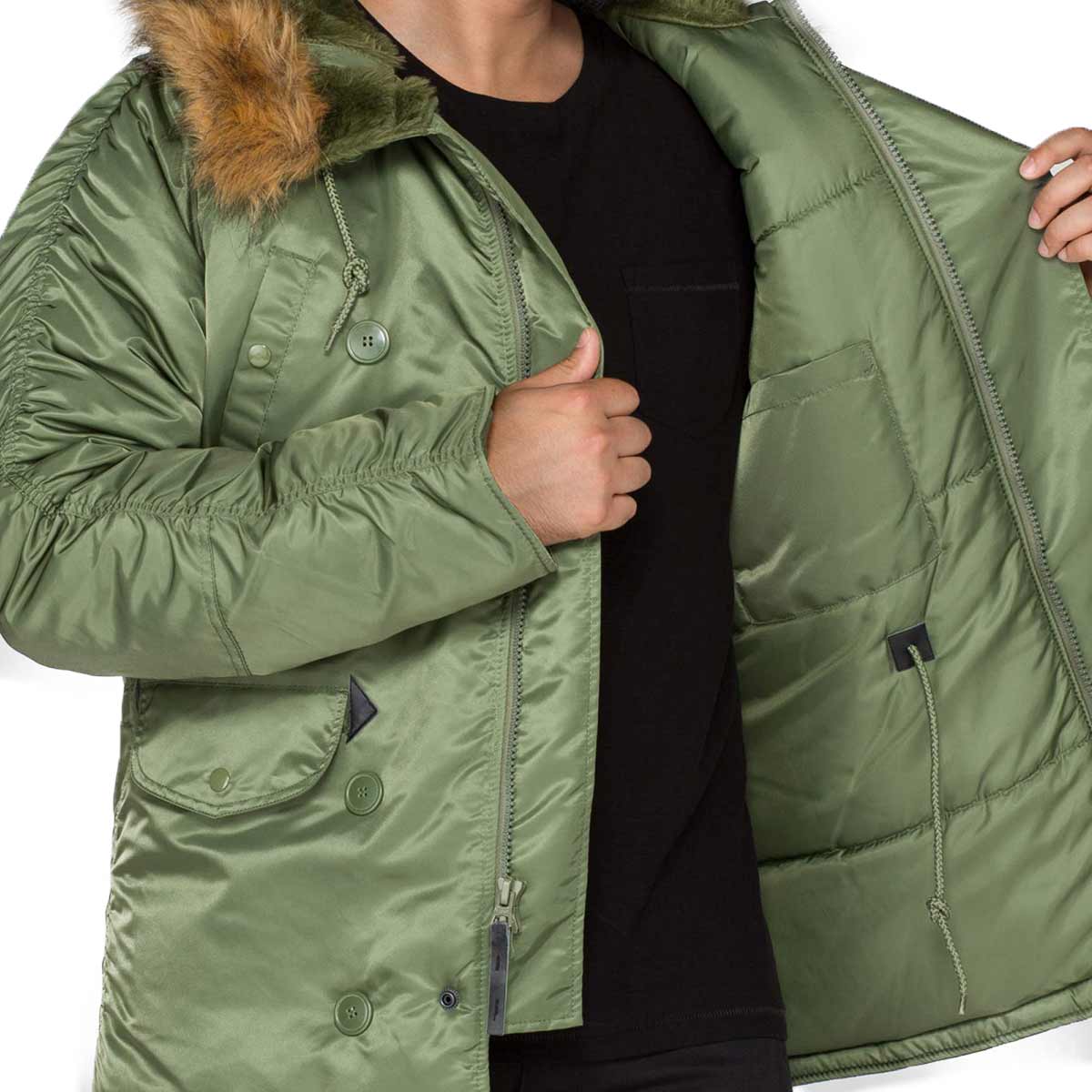 Alpha Industries N3B Hooded Parka Sage Green - Image 3