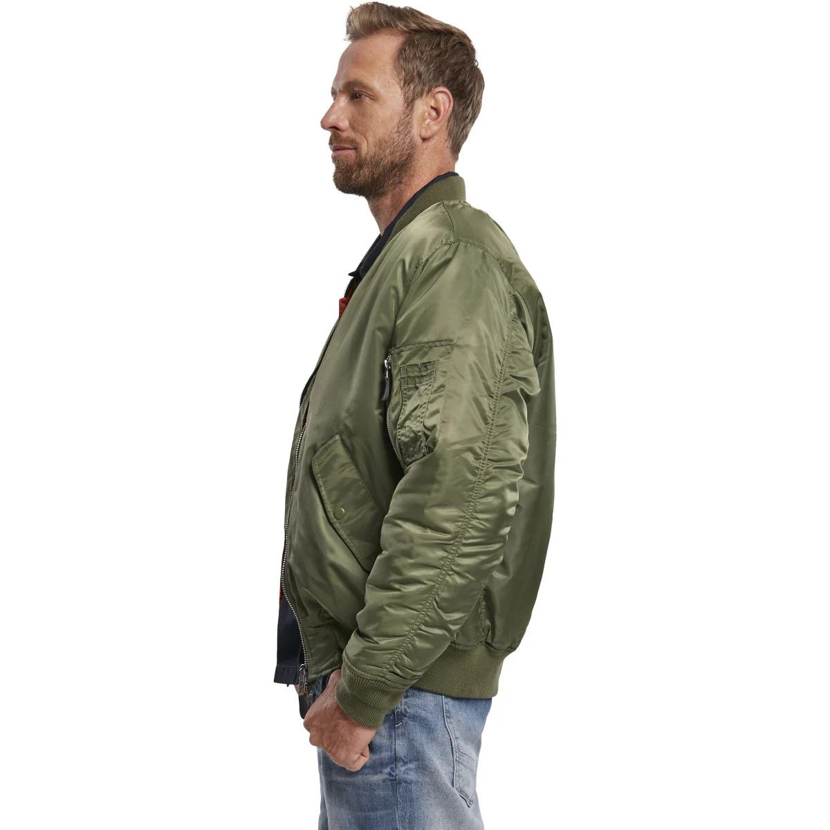 Brandit MA1 Bomber Flight Jacket Olive Green - Image 3