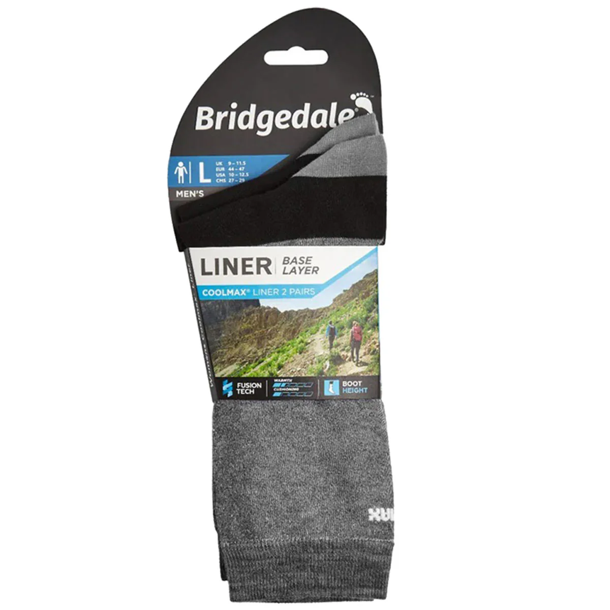 Bridgedale Base Layer Coolmax Liner Sock (Twin Pack) Grey - Image 3