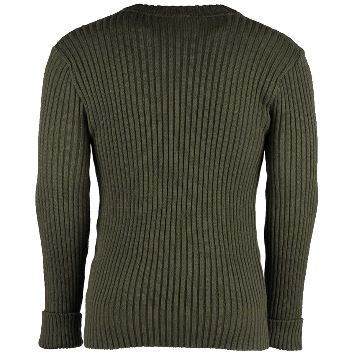 Crew Neck Woolly Pully Army Jumper No Patches Olive Green - Image 3