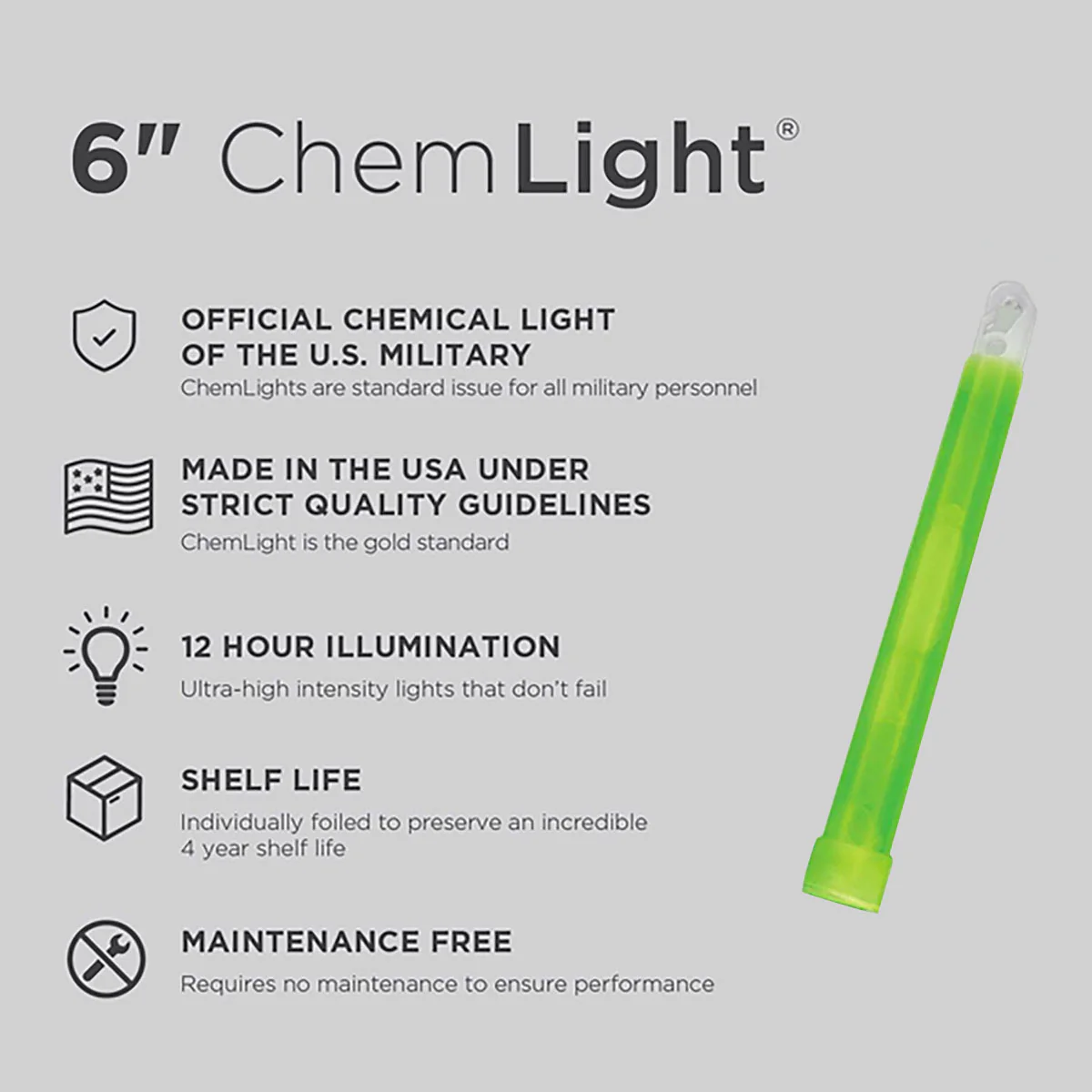 Cyalume Military Chemlight Lightstick 12 Hour 6” Green - Image 3