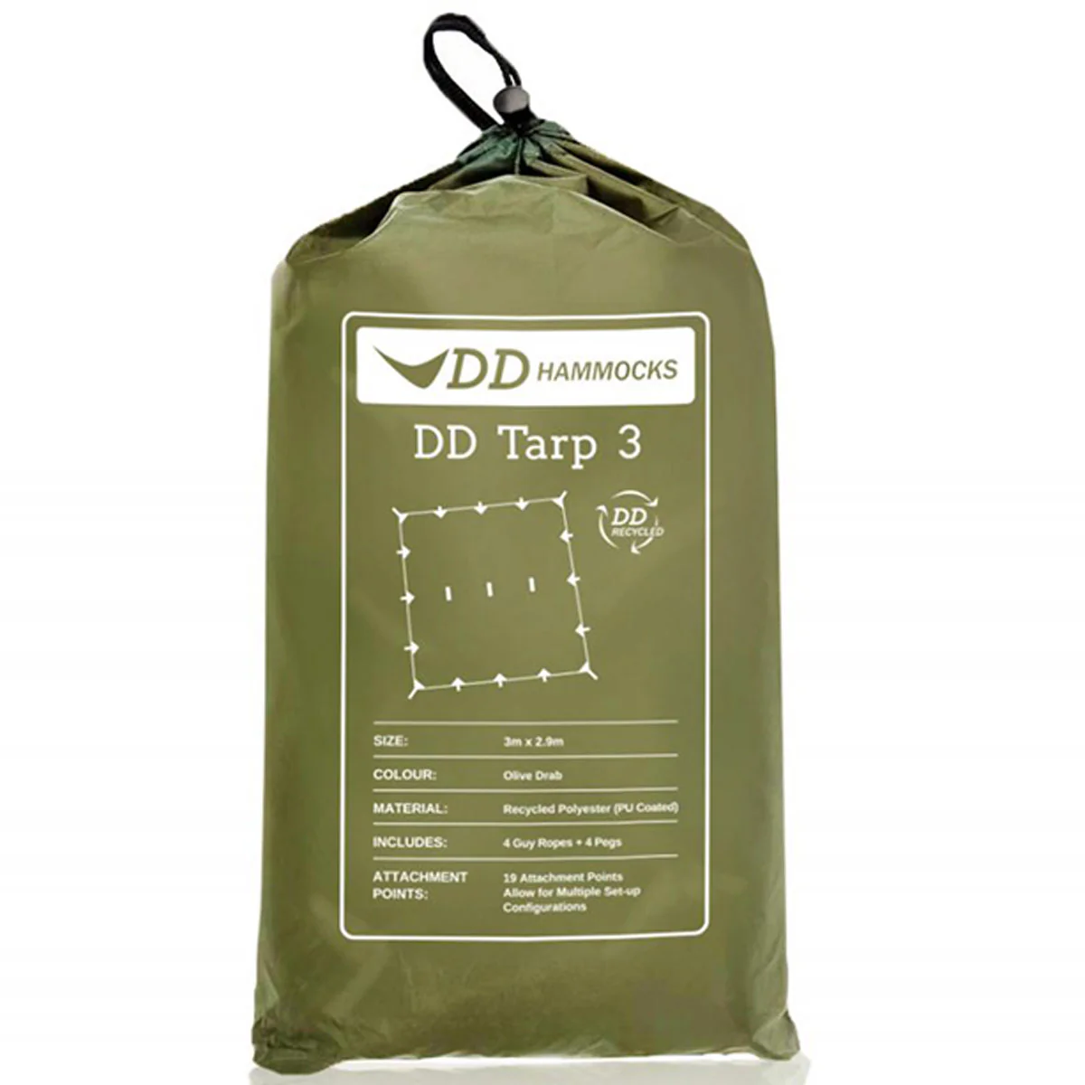 DD Hammocks Recycled Tarp 3 Olive Drab - Image 5