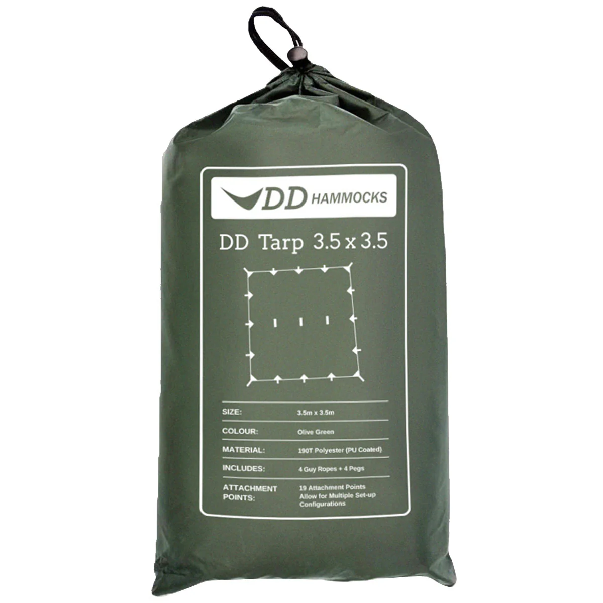 DD Hammocks Tarp 3.5 x 3.5 Olive Green - Image 3