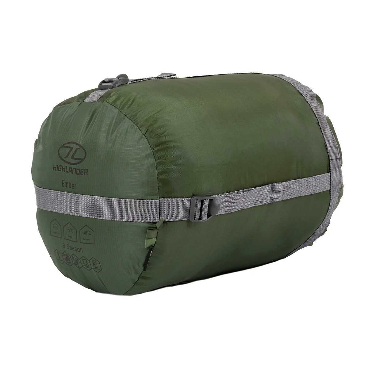 Highlander Phoenix Ember 250 Sleeping Bag Olive Green - Image 4