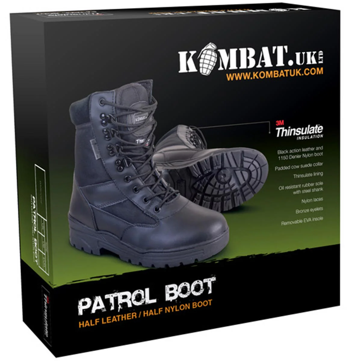 Kombat Black Half Leather Patrol Boot - Image 6