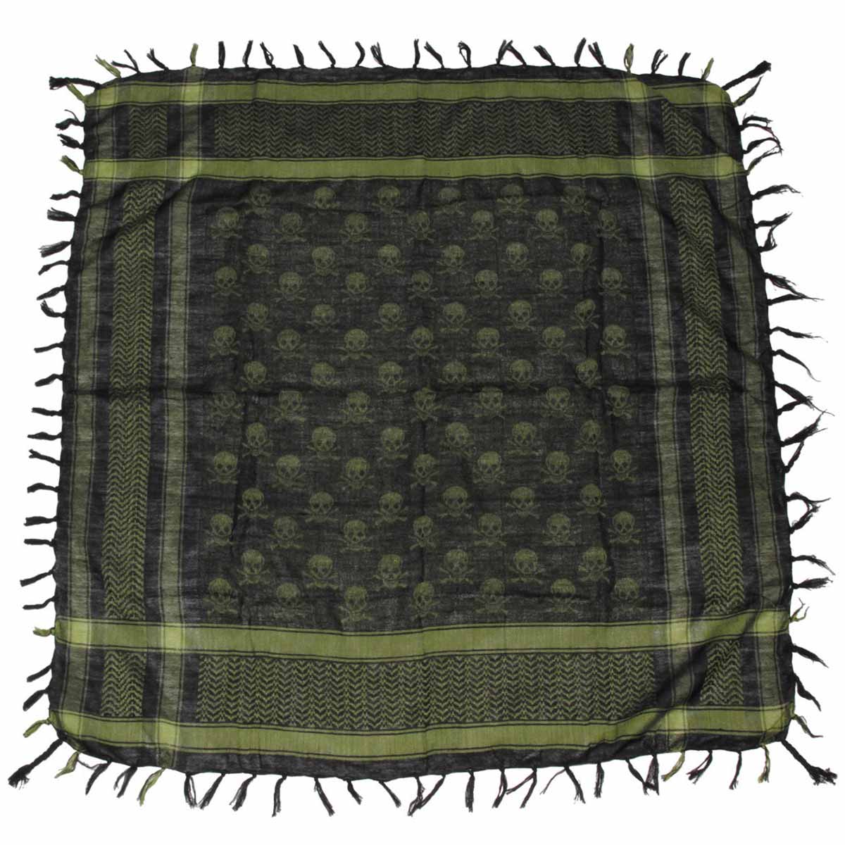 MFH Shemagh Scarf Olive / Black with Skulls - Image 2