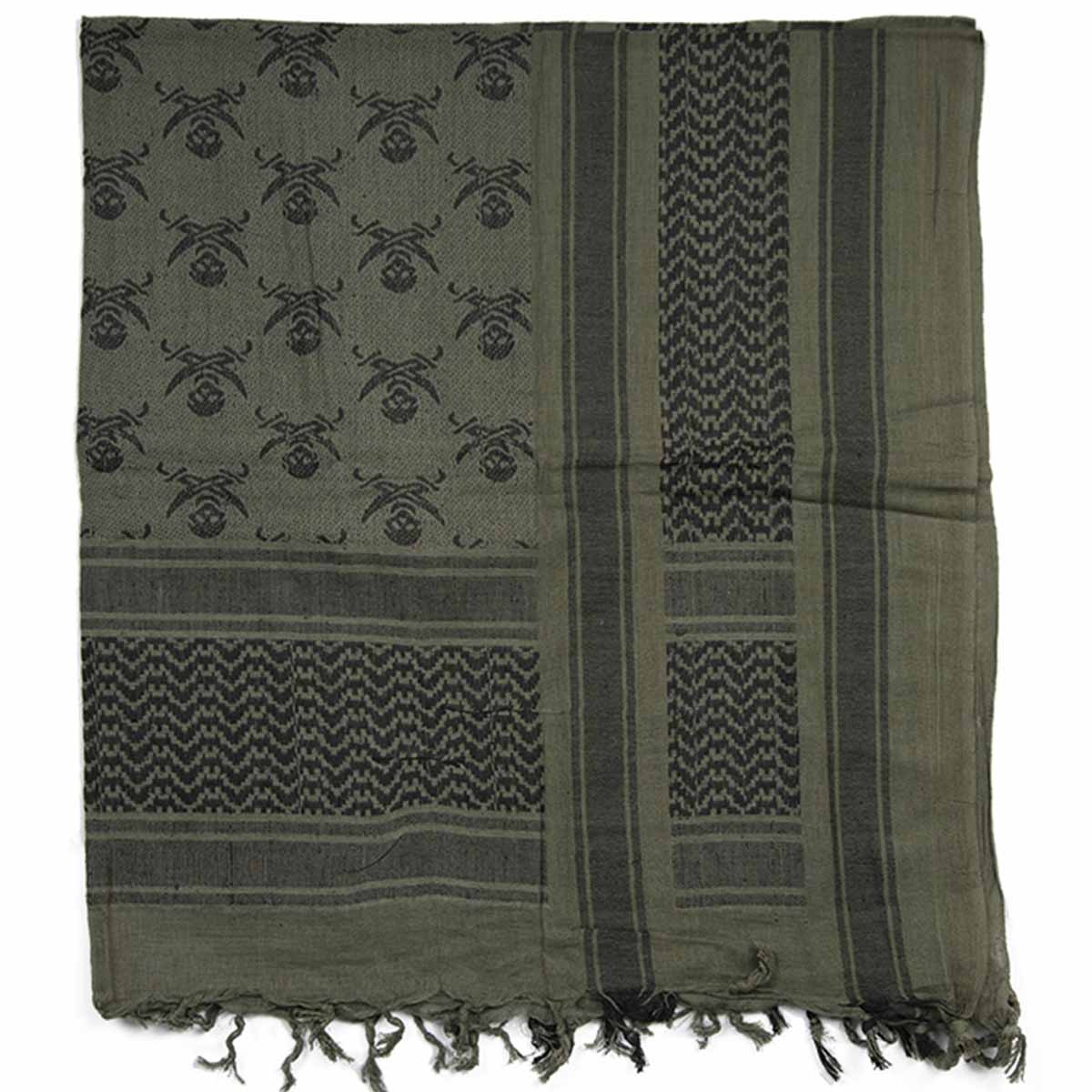 Mil-Tec Shemagh Head Scarf Skull Olive Drab / Black - Image 2