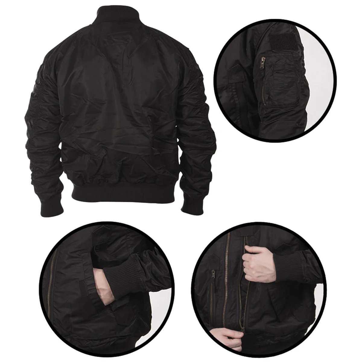 Mil-Tec US Tactical Bomber Flight Jacket Black - Image 2
