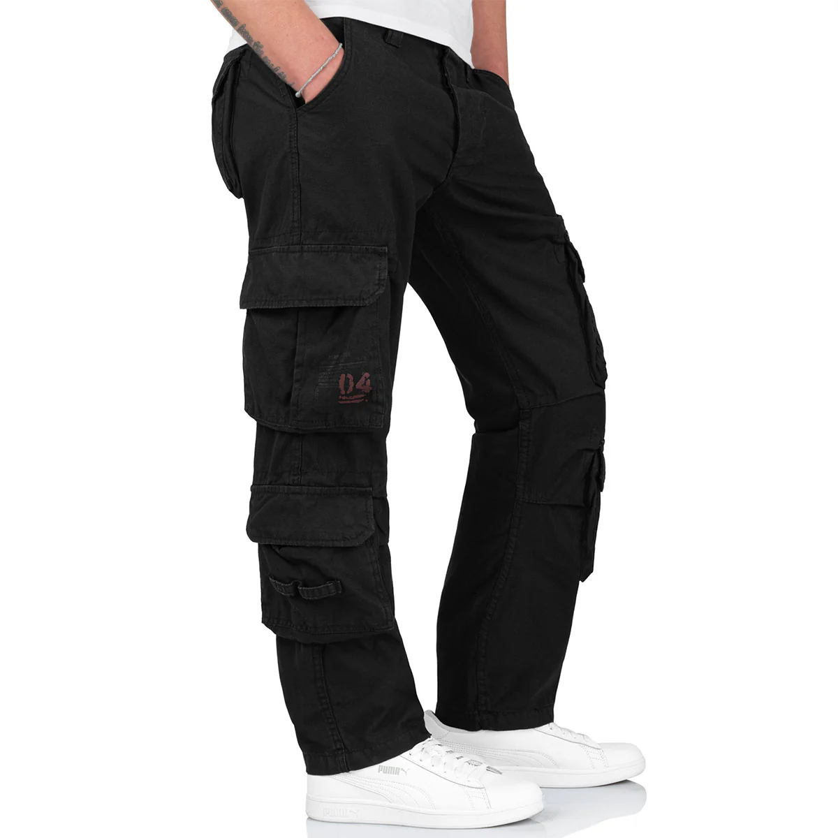 Surplus Airborne Slim Fit Cargo Trousers Black - Image 3