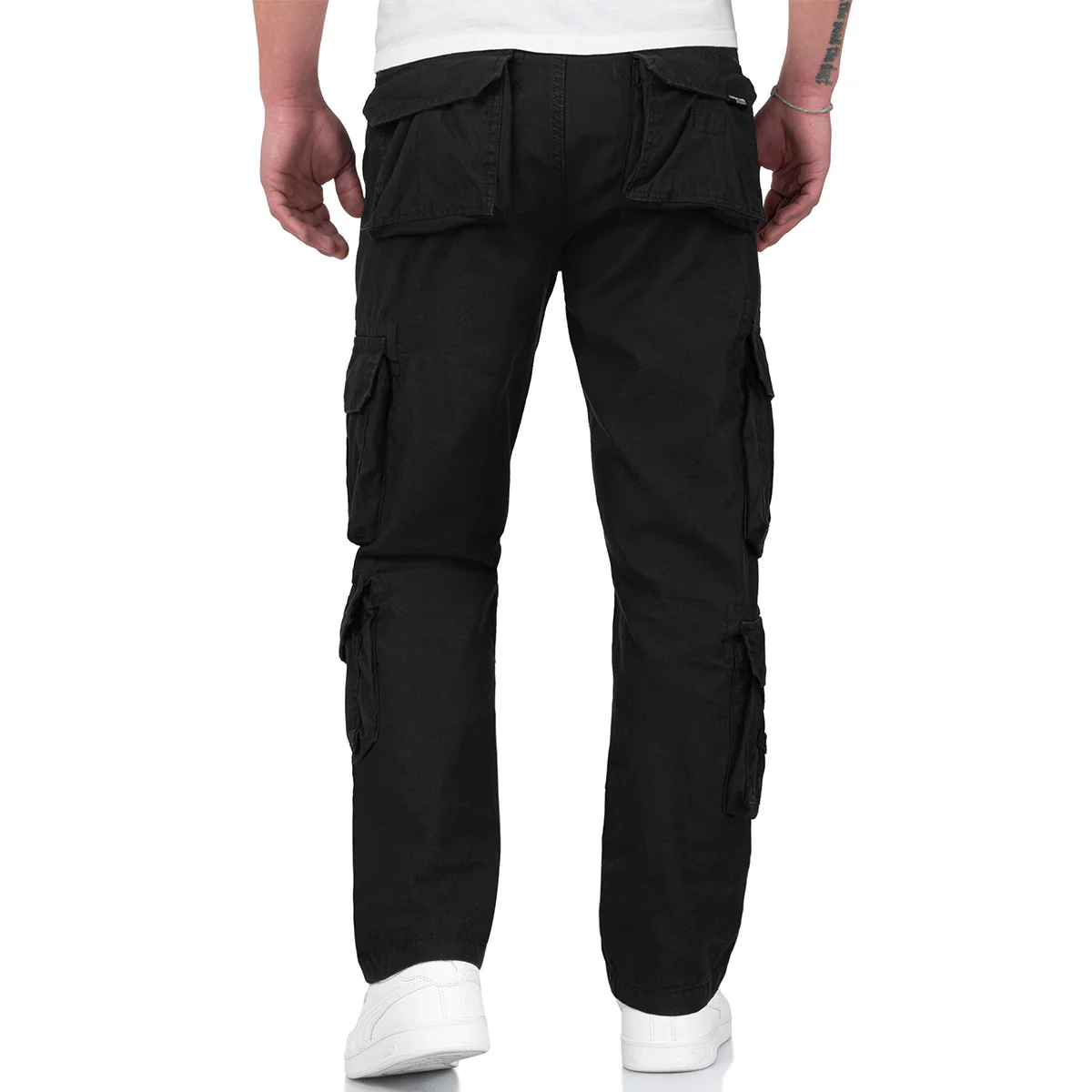 Surplus Airborne Slim Fit Cargo Trousers Black - Image 4