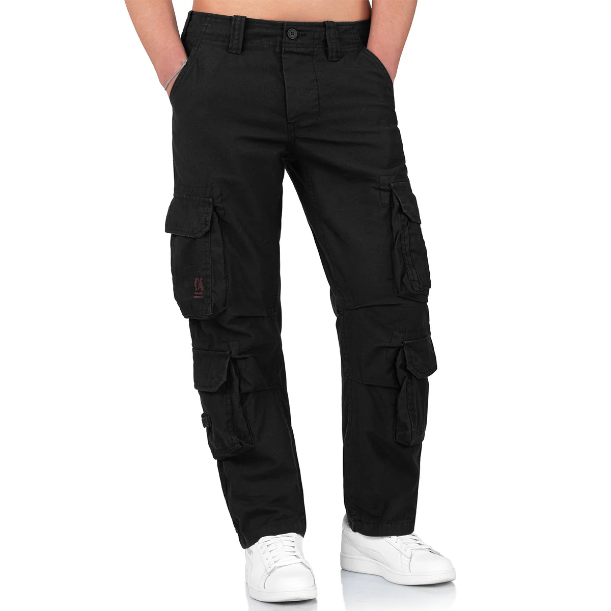 Surplus Airborne Slim Fit Cargo Trousers Black - Image 5