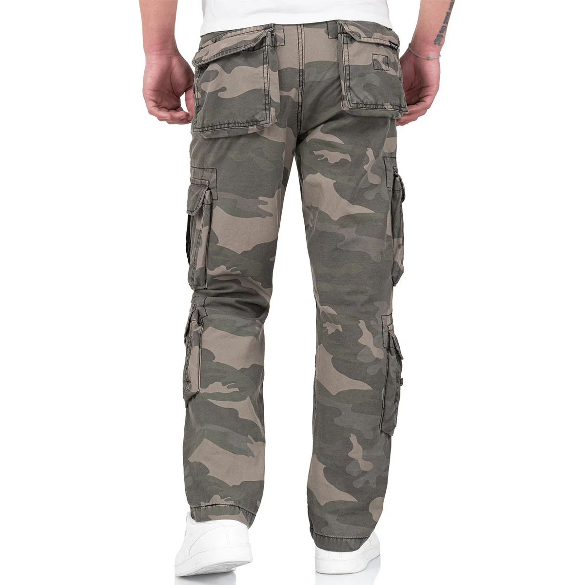 Surplus Airborne Slim Fit Cargo Trousers Black Camo - Image 4