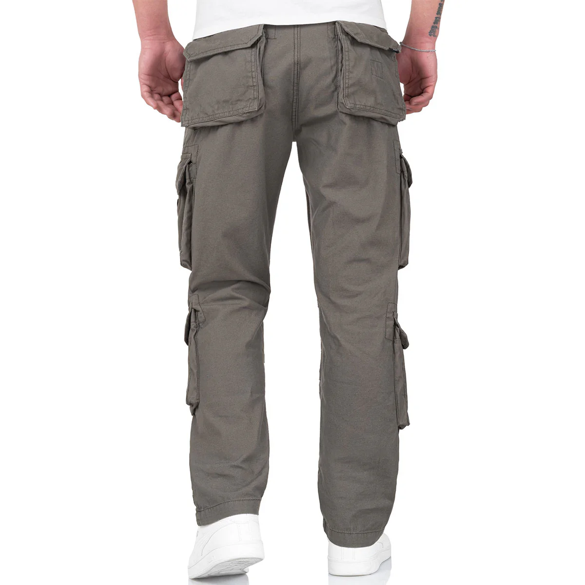 Surplus Airborne Slim Fit Cargo Trousers Olive Green - Image 4