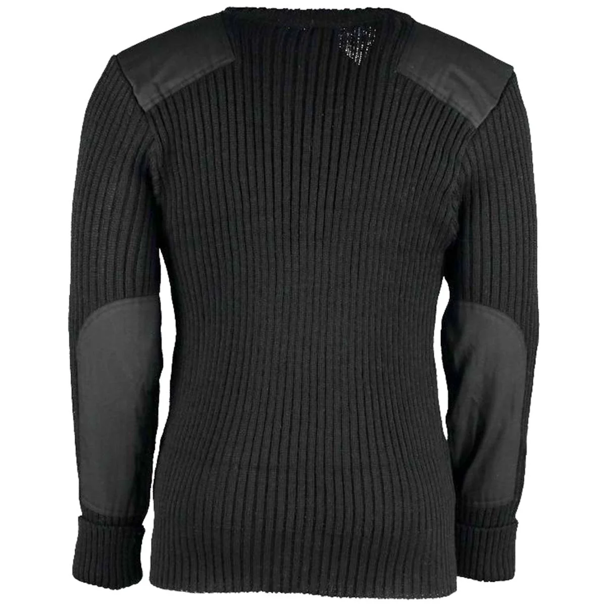 V-Neck Woolly Pully Army Jumper with Patches Black - Image 3