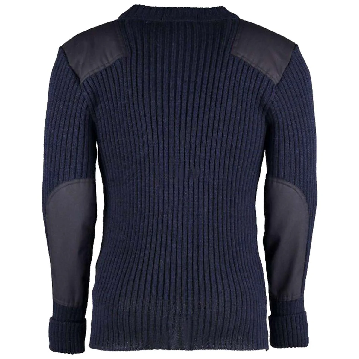V-Neck Woolly Pully Army Jumper with Patches Navy - Image 2